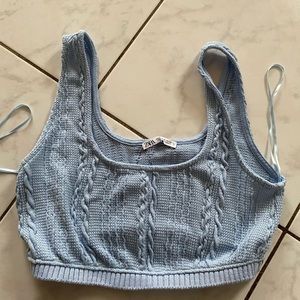 Zara baby blue knitt crop top